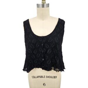 VTG New Florencia Fiume Lace Crop Tank Top Womens M? Black